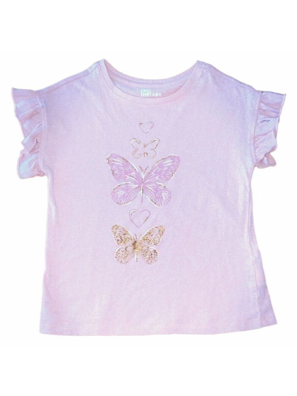 Epic Threads Girls Pink Butterfly Shirt Small